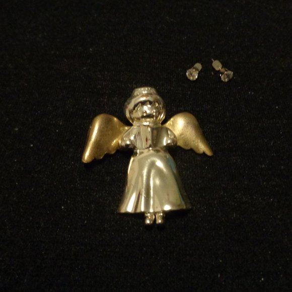 SWEET VINTAGE ANGLE PIN W SHINE TINY EARINGS LOT - Picture 1 of 5